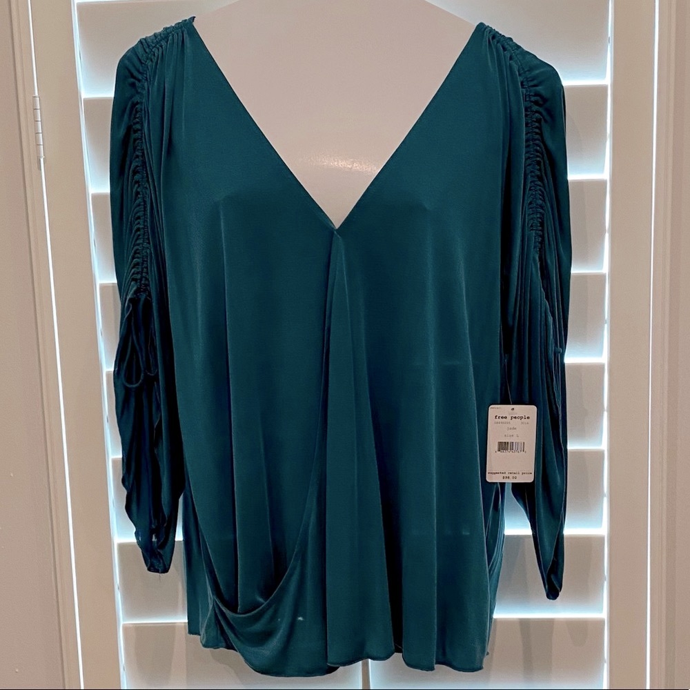 Free People Adjustable Ruched Sleeve Top NWT